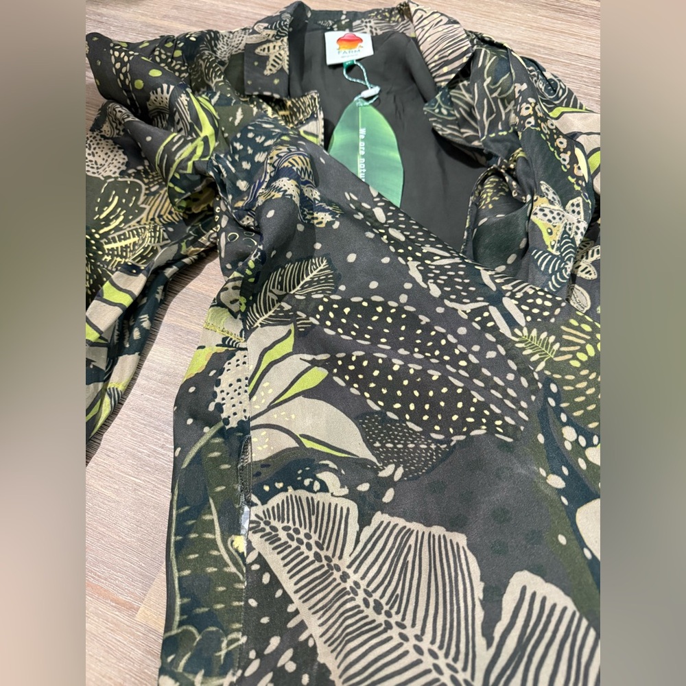 Farm Rio Green Cool Leopard Mini Wrap Dress - Picture 8 of 11